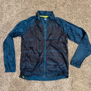 Brooks Men's LSD Running Jacket River Blur blue stripe lightweight size M